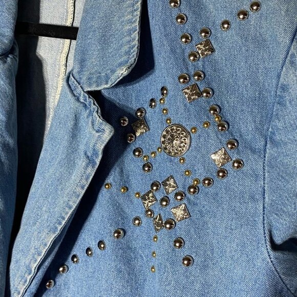 Vintage Pado Oversized Bedazzled Denim Jacket M - Picture 5 of 16